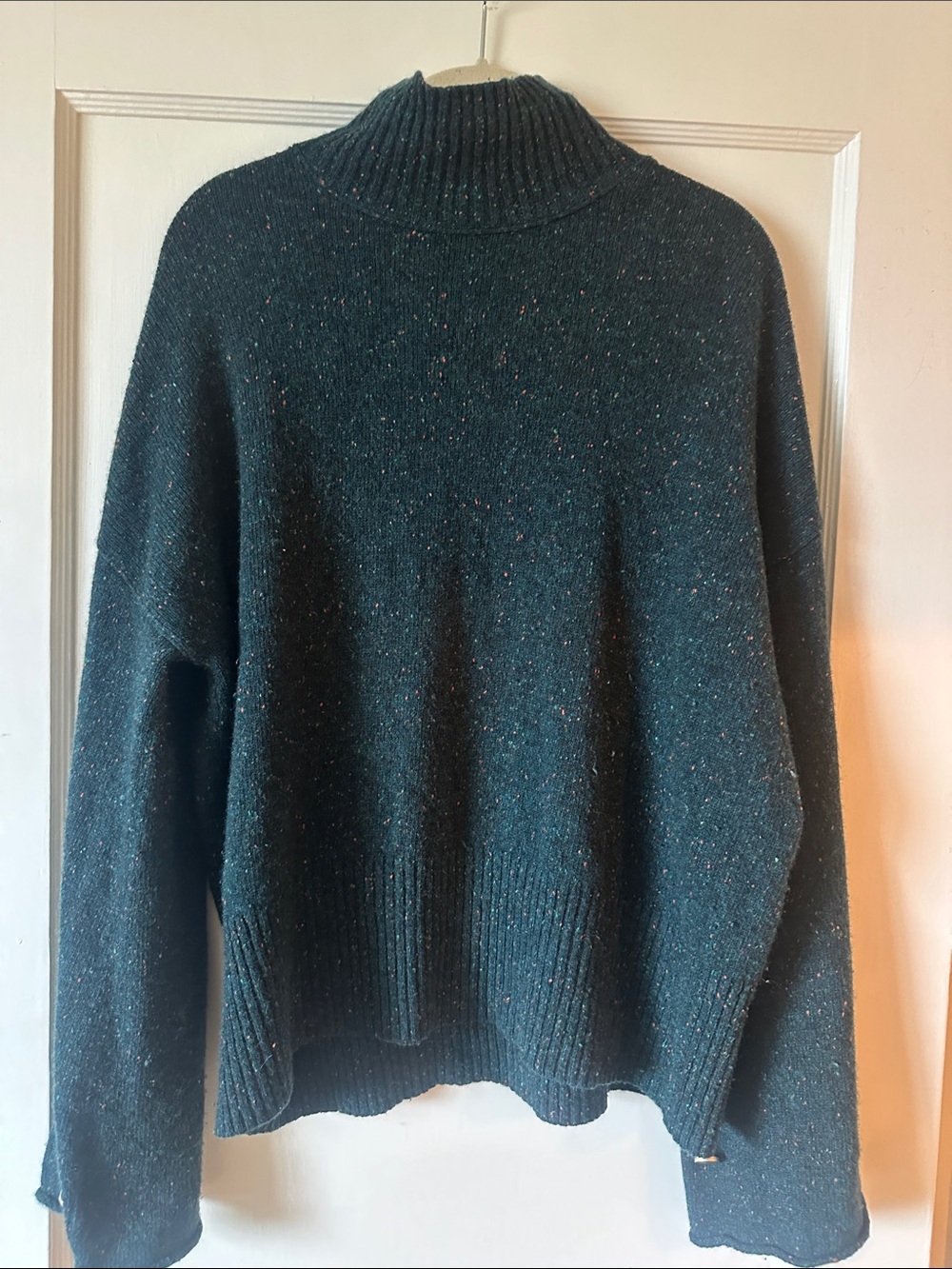 Autumn Cashmere Dark Teal Speckled Turtleneck